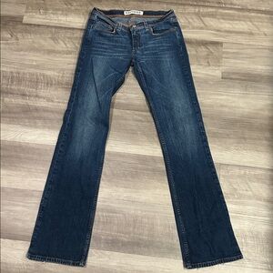 Express Vintage Y2K Low Rise Boot Cut Dark Wash Size 5/6L Long Inseam